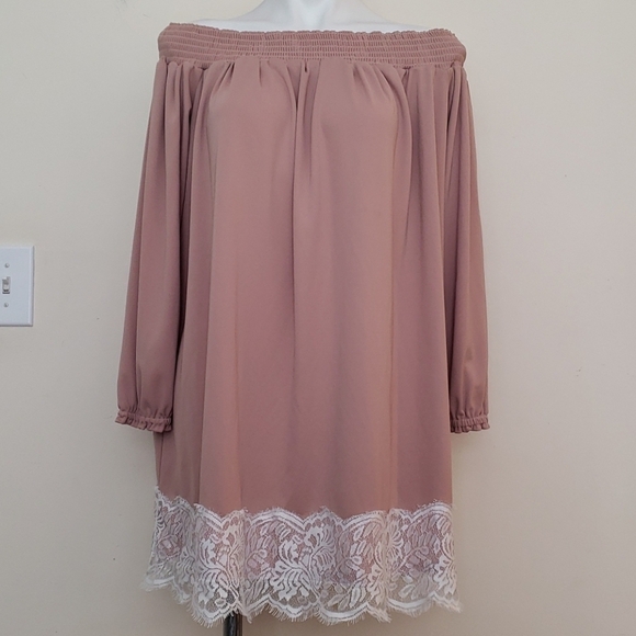 ASOS Off the shoulder blush tunic - Picture 1 of 16